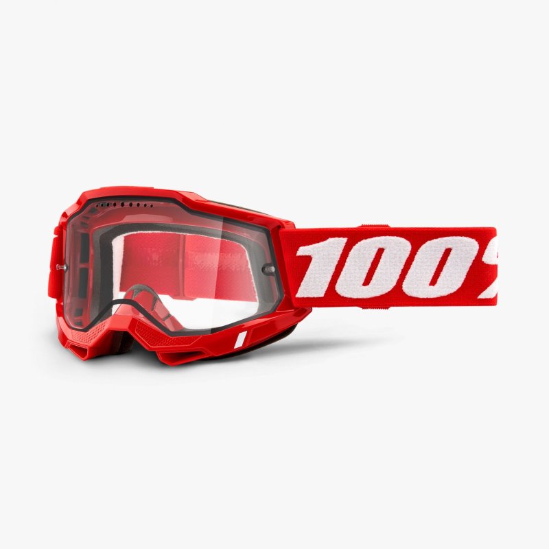 ΜΑΣΚΑ ΜΗΧΑΝΗΣ ENDURO MOTOCROSS 100% ACCURI 2 RED - CLEAR VENTED DUAL LENS